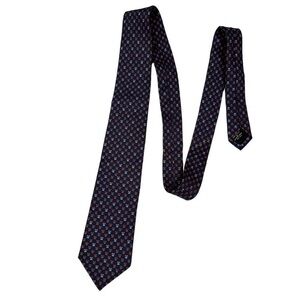 R. HANAUER Navy Blue Present Print Tie